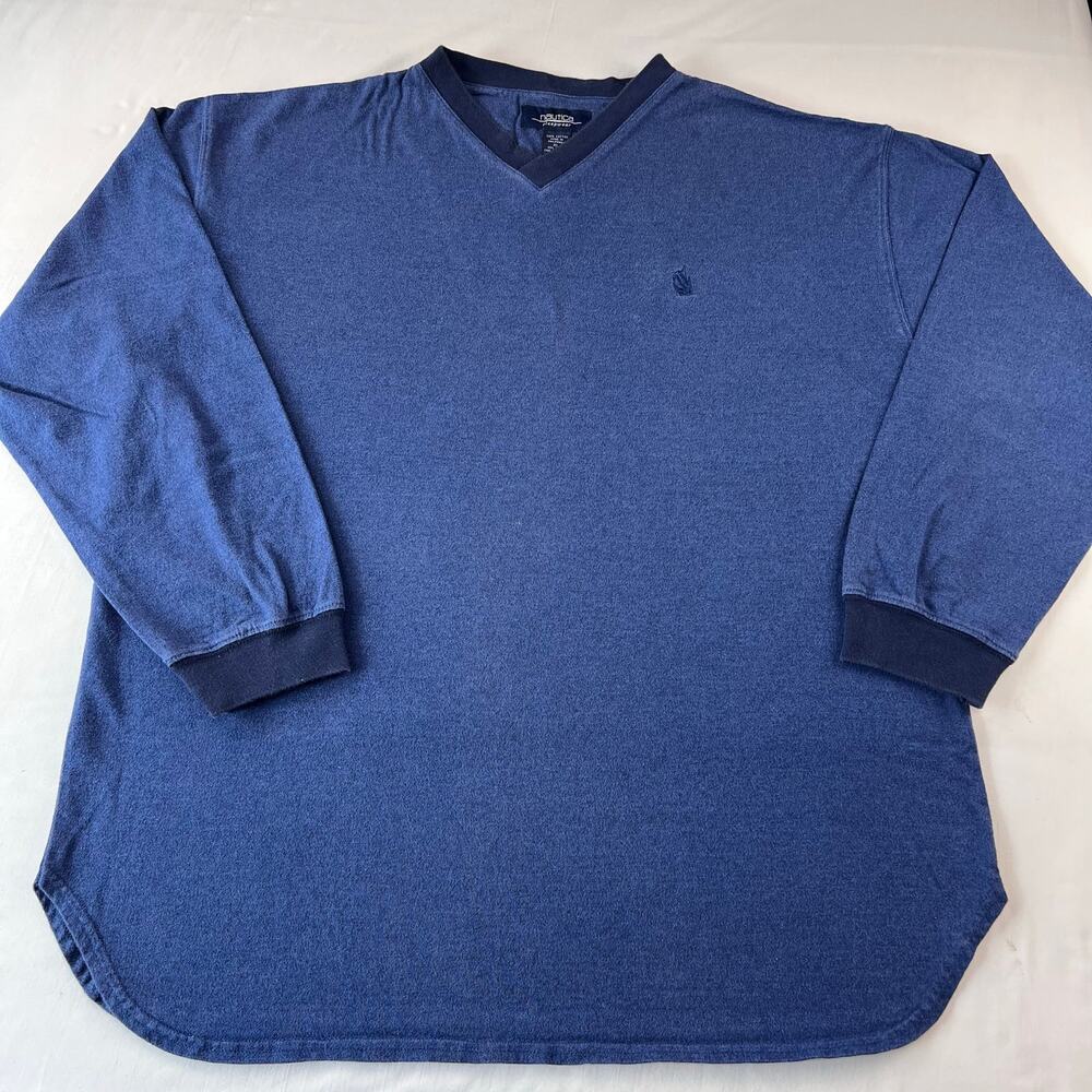Nautica Vintage men’s navy blue V-neck long sleeve Shirt size xl